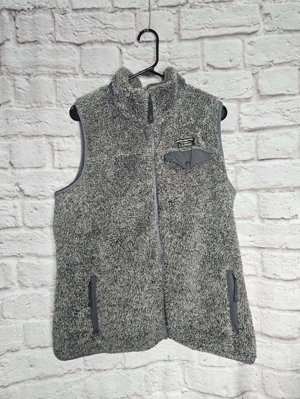 L.L. Bean Mountain Pile Fleece Sherpa Vest Full Zip Grey Size XL Womens